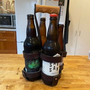 Handmade Leather Craft Beer Tote